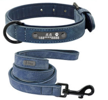 KFX-4436285 Custom Microfiber Leather Dog Tag Identity Card with Adjustable Collar and Double D Buckle