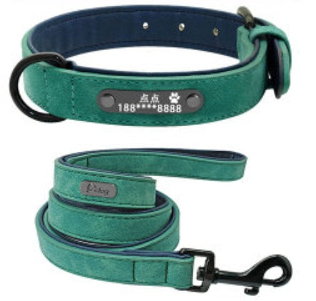 KFX-4436285 Custom Microfiber Leather Dog Tag Identity Card with Adjustable Collar and Double D Buckle