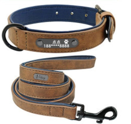 KFX-4436285 Custom Microfiber Leather Dog Tag Identity Card with Adjustable Collar and Double D Buckle