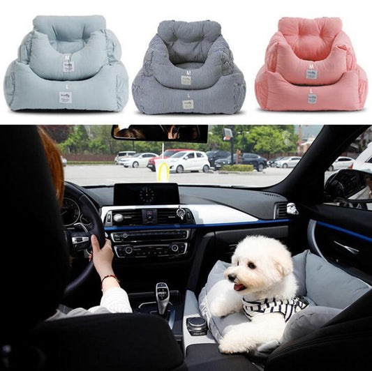 KFX-4436669 Light Blue, Pink, Gray Vehicle Kennel - Removable & Washable Pet Car Safety Seat, Medium & Large Sizes