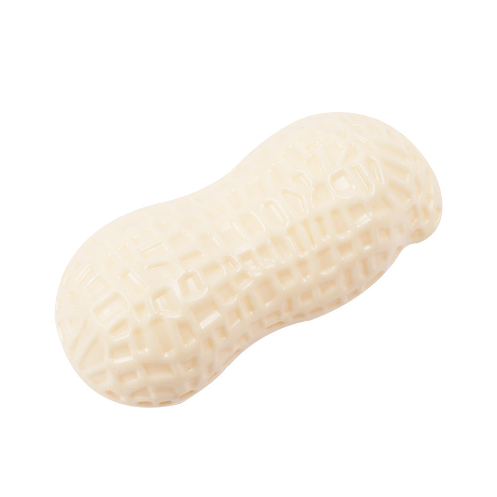 KFX-4437693 Durable Peanut Squeaky Chew Toy for Small to Medium Dogs and Puppies - Eco-Friendly Rubber with Tooth Cleaning Features
