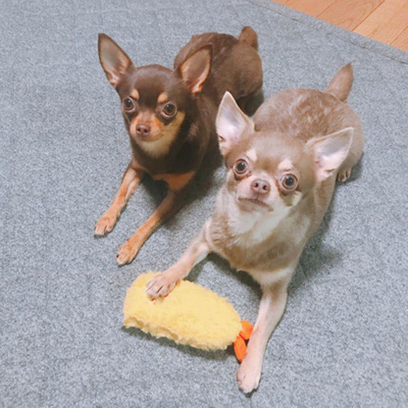 KFX-4439869 Cute Fried Shrimp Tempura Dog Chew Toy with Squeaker for Puppies