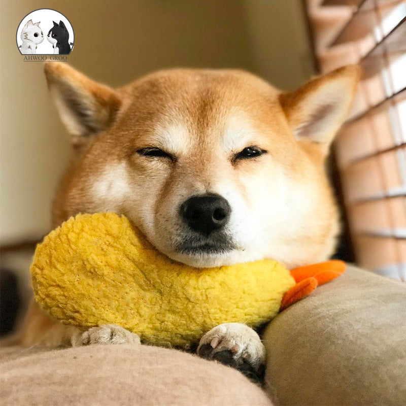KFX-4439869 Cute Fried Shrimp Tempura Dog Chew Toy with Squeaker for Puppies