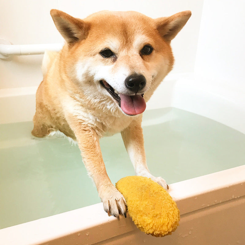 KFX-4439869 Cute Fried Shrimp Tempura Dog Chew Toy with Squeaker for Puppies