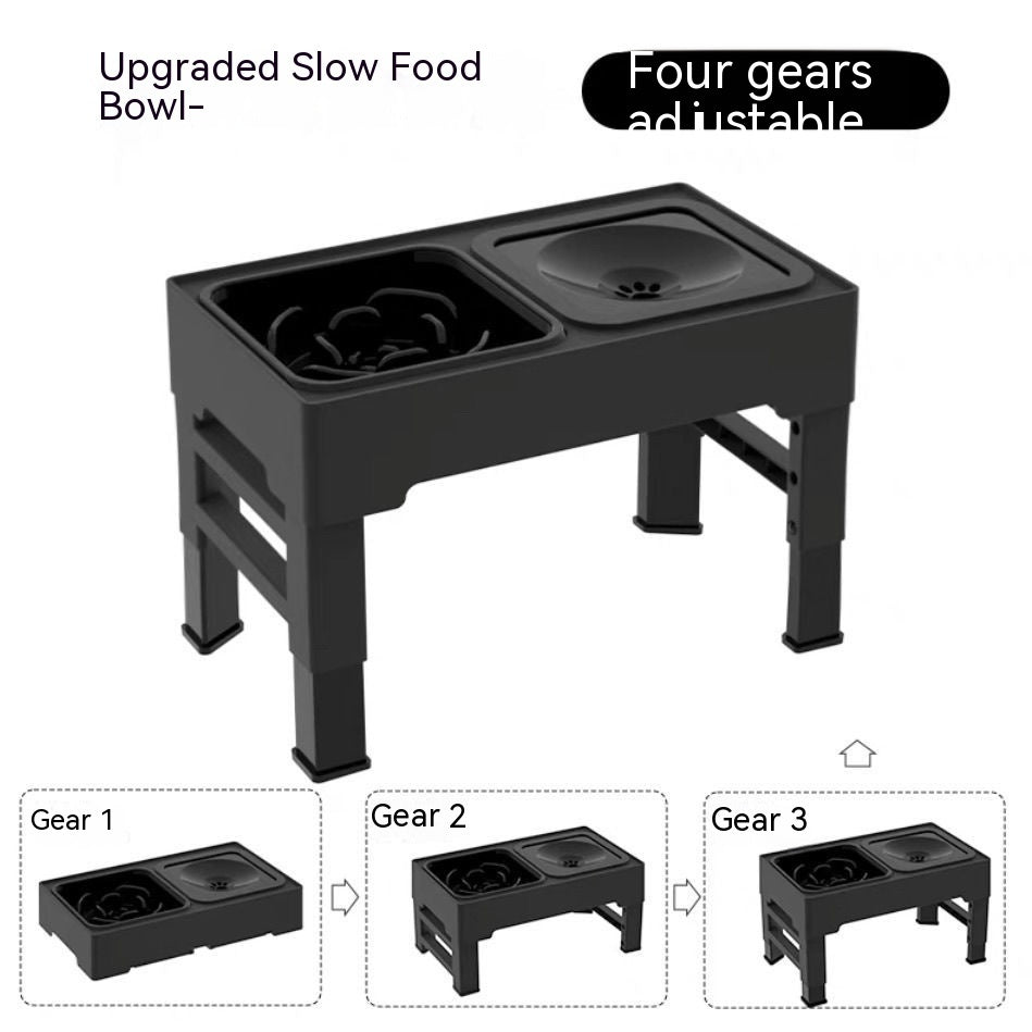 KFX-4440381 Adjustable Ceramic and Stainless Steel Pet Feeding Station with Double Bowls