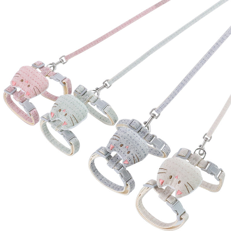 KFX-4441661 T-Shaped Cat Drawstring Rope for Cats Up to 8kg - Available in Pink, Beige, Gray, Cyan