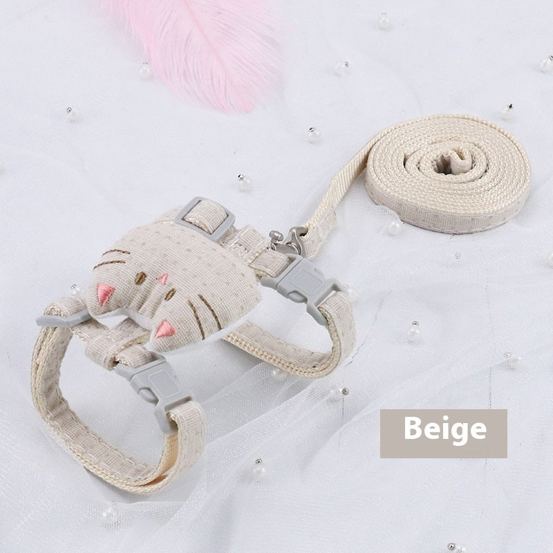 KFX-4441661 T-Shaped Cat Drawstring Rope for Cats Up to 8kg - Available in Pink, Beige, Gray, Cyan