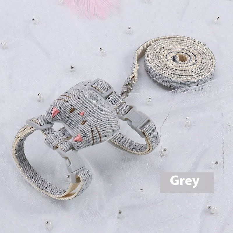 KFX-4441661 T-Shaped Cat Drawstring Rope for Cats Up to 8kg - Available in Pink, Beige, Gray, Cyan