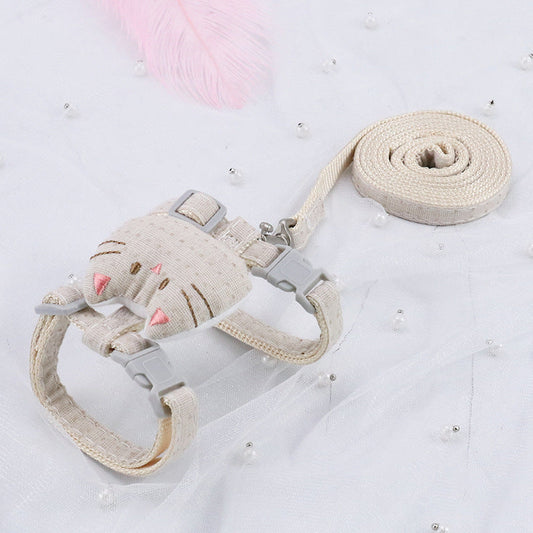 KFX-4441661 T-Shaped Cat Drawstring Rope for Cats Up to 8kg - Available in Pink, Beige, Gray, Cyan