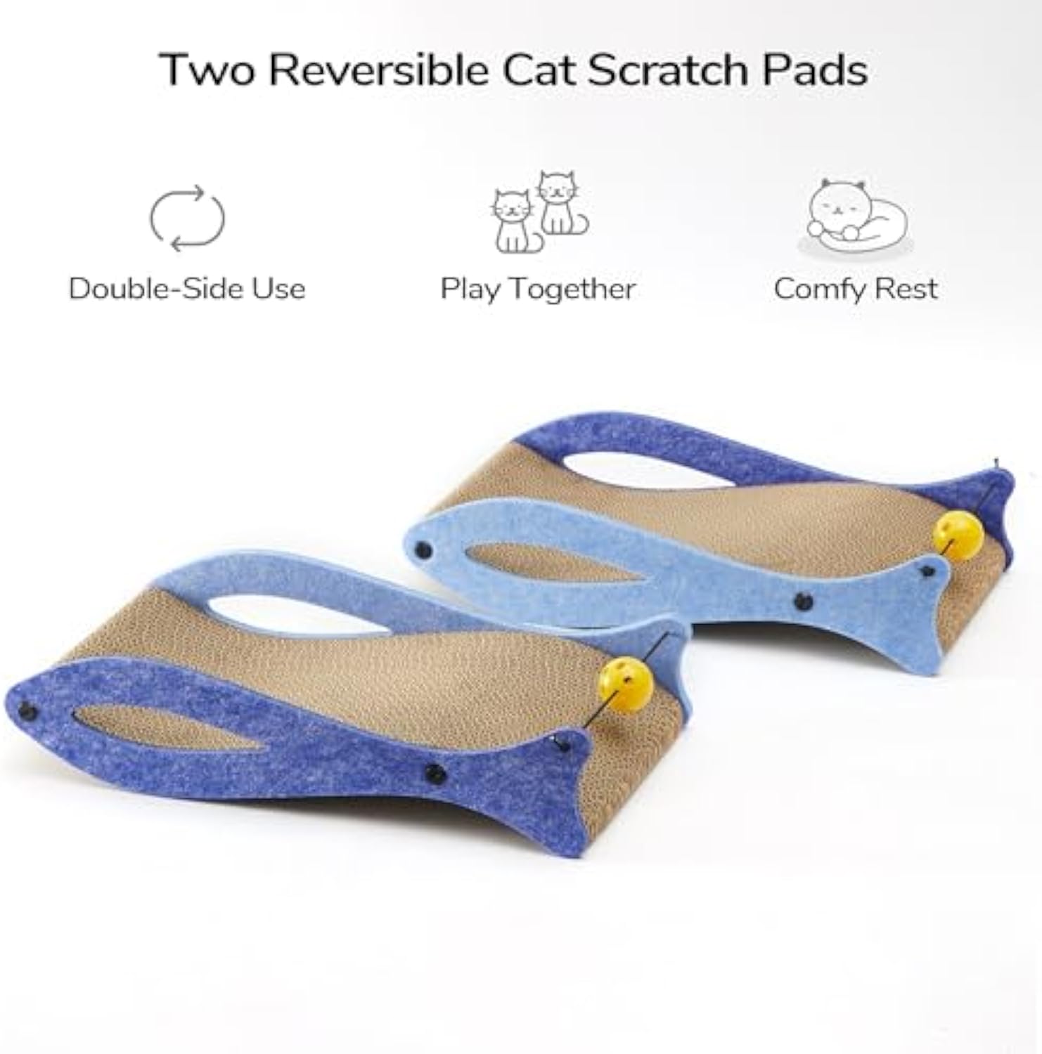 KFX-4443453 Durable Fish-Shaped Cat Scratcher Lounge with Ball Toy for Indoor Cats - Eco-Friendly Cardboard Design
