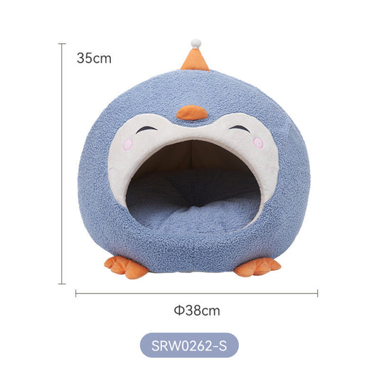 KFX-4444221 Cozy Cartoon Yurt Pet Nest - Enclosed, Large Space for Comfortable Sleep