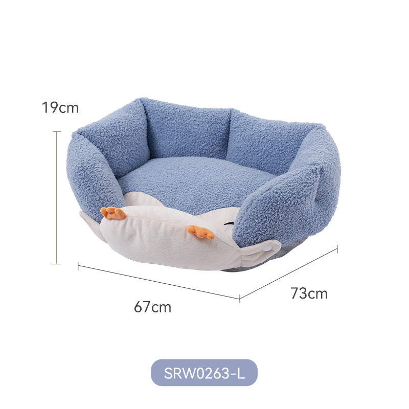 KFX-4444221 Cozy Cartoon Yurt Pet Nest - Enclosed, Large Space for Comfortable Sleep