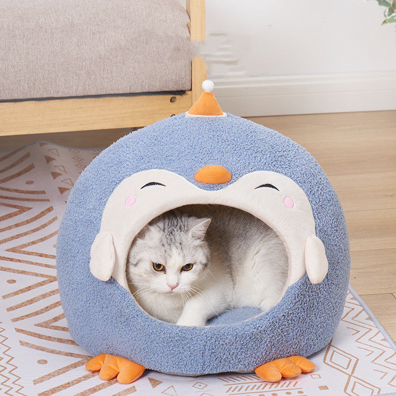 KFX-4444221 Cozy Cartoon Yurt Pet Nest - Enclosed, Large Space for Comfortable Sleep