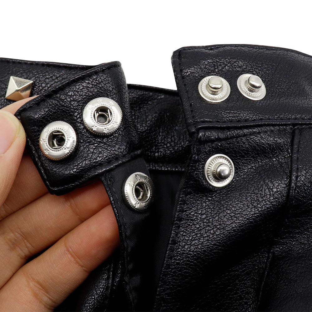 KFX-4444349 Stylish PU Leather Dog Jacket with Rivets for Small to Medium Breeds