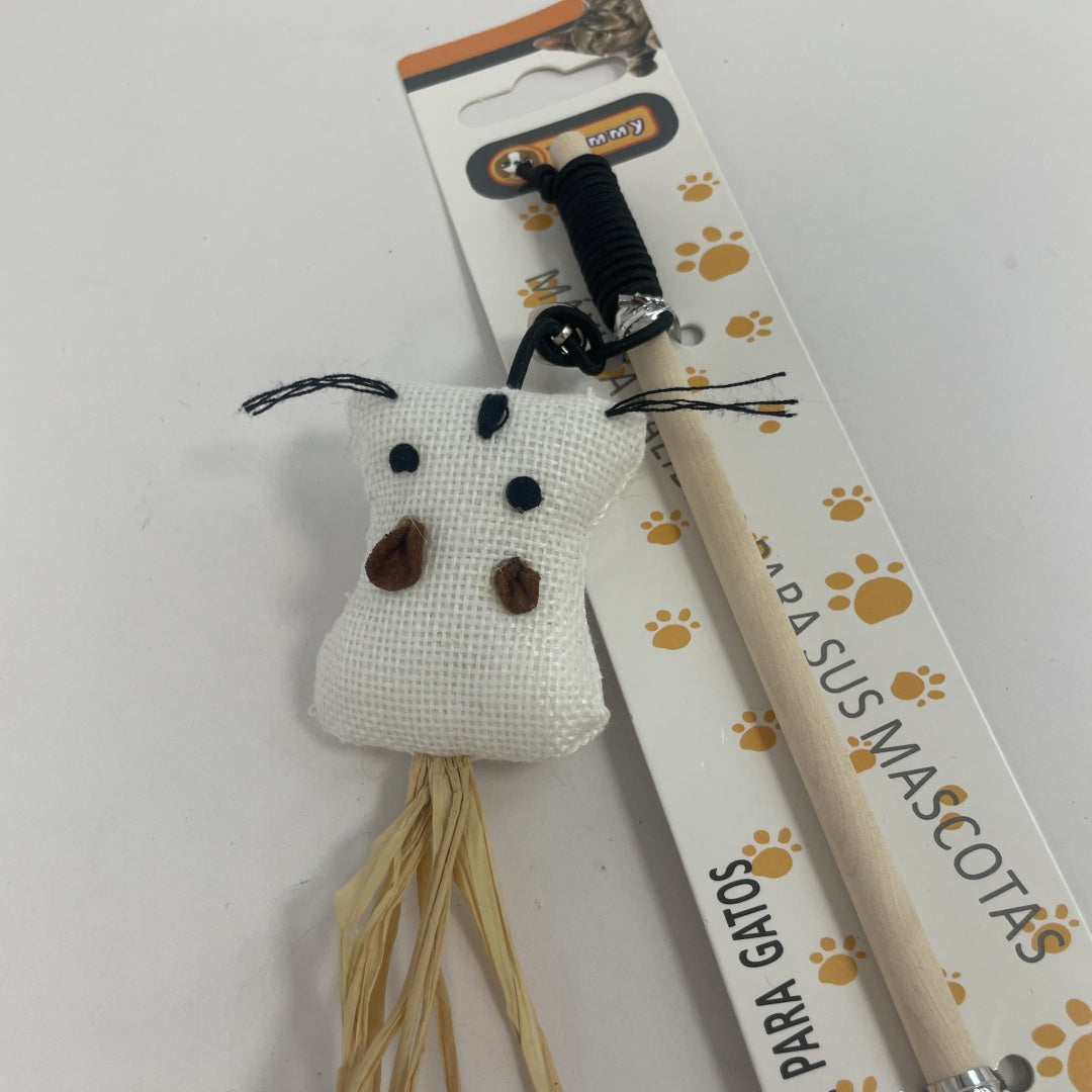KFX-4446781 Natural Straw Cat Teasing Stick with Toy Attached