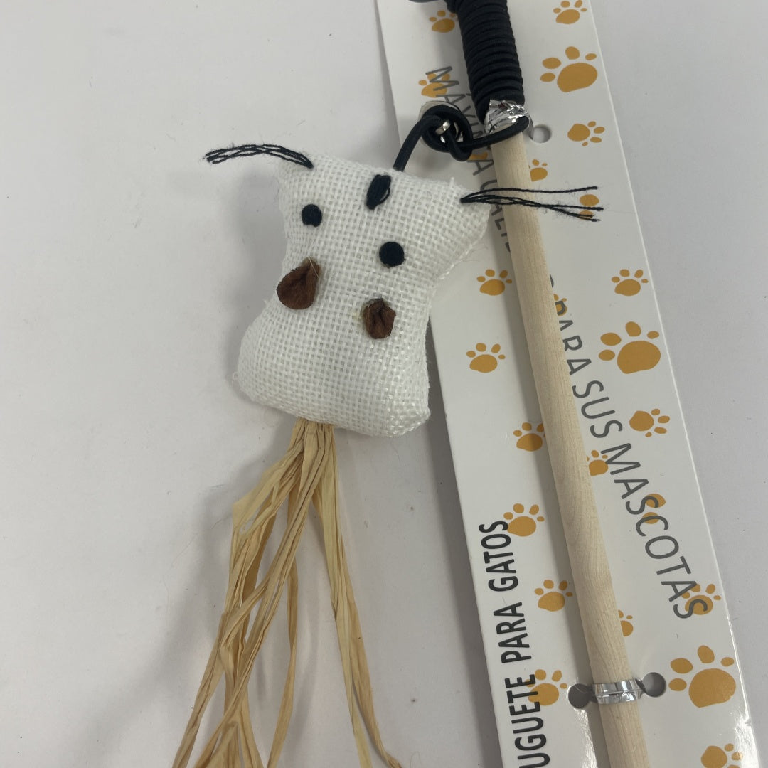 KFX-4446781 Natural Straw Cat Teasing Stick with Toy Attached