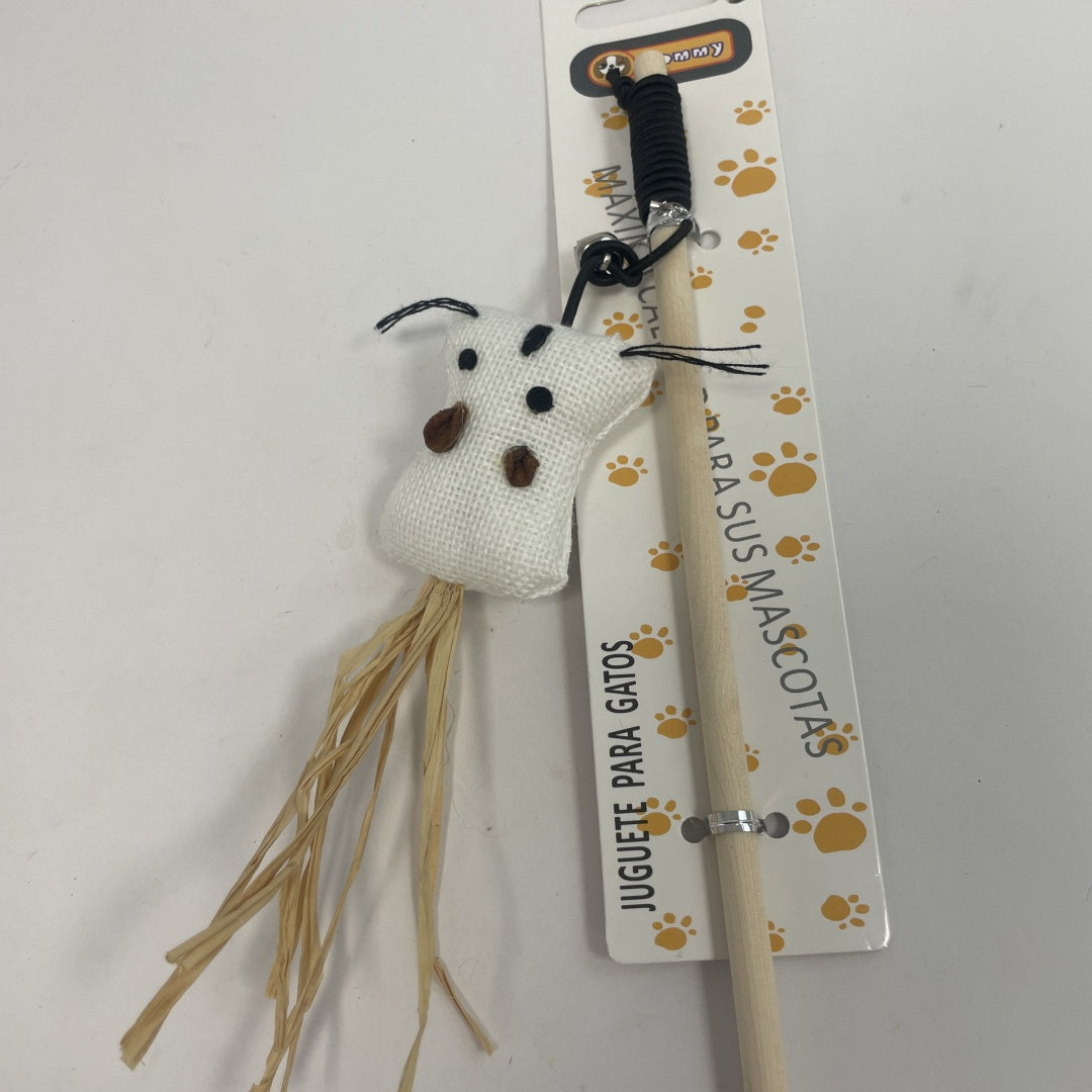 KFX-4446781 Natural Straw Cat Teasing Stick with Toy Attached