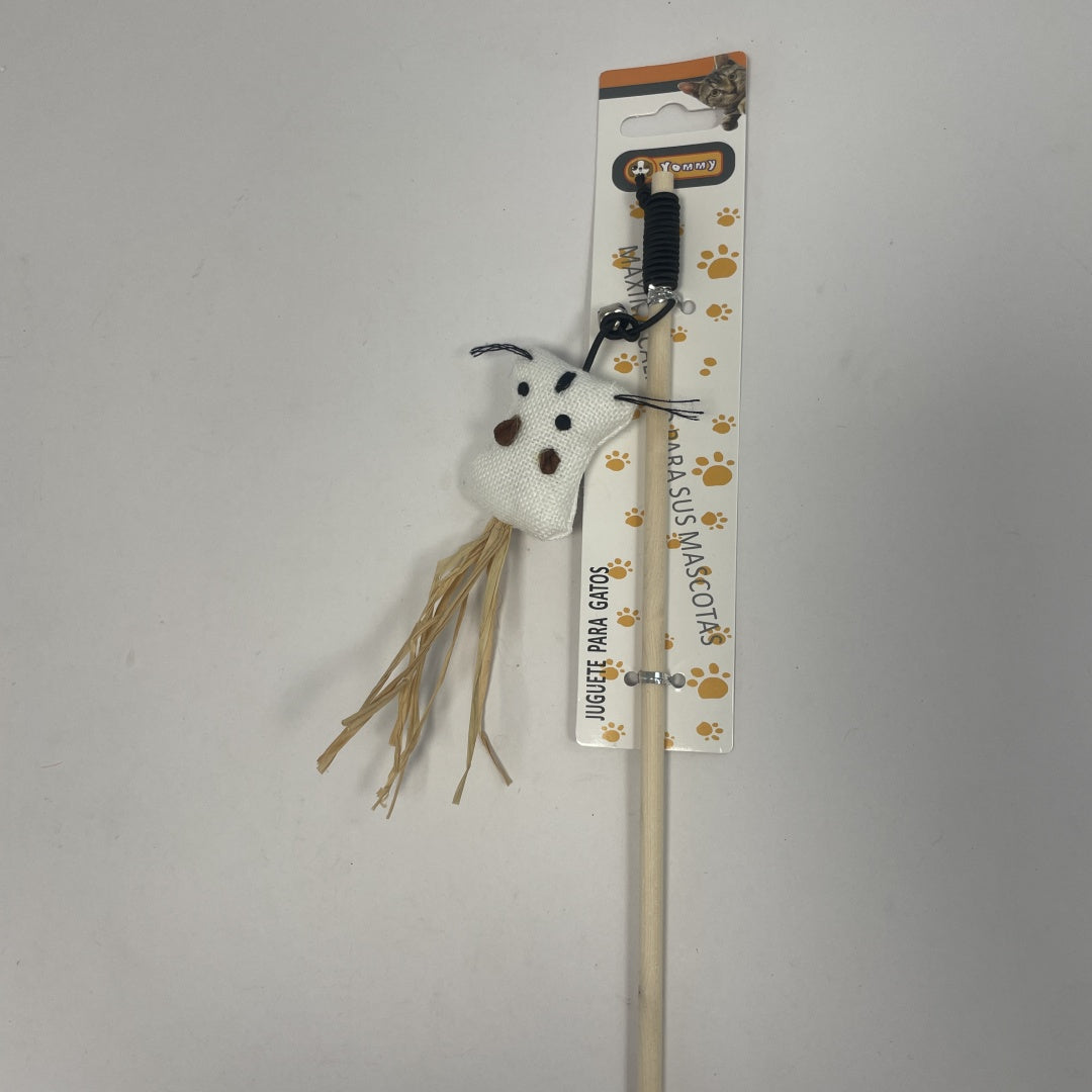 KFX-4446781 Natural Straw Cat Teasing Stick with Toy Attached
