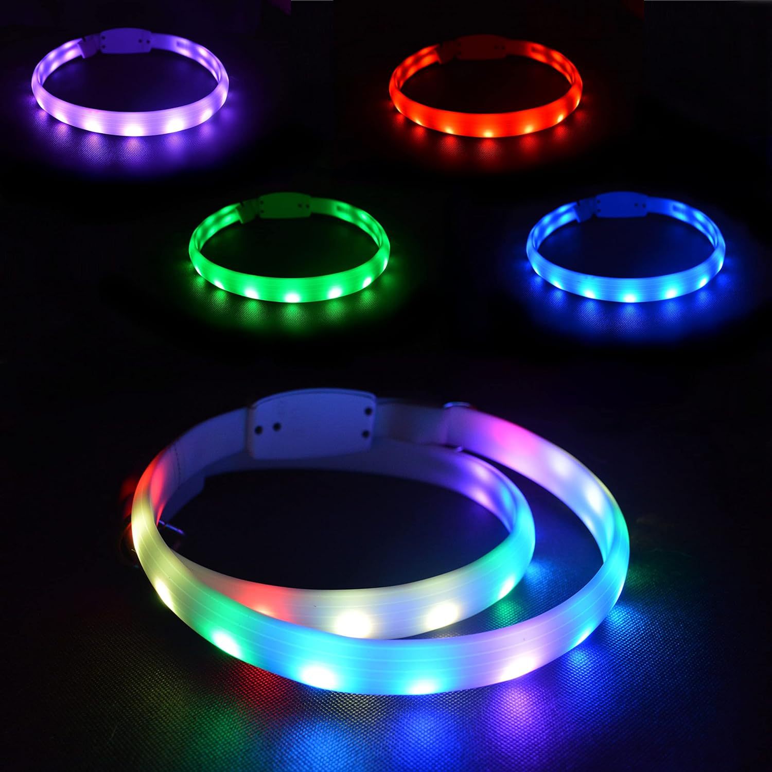 KFX-4447933 Luminous LED Light-Up Dog Collar for Enhanced Safety and Visibility