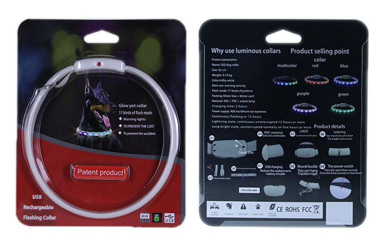 KFX-4447933 Luminous LED Light-Up Dog Collar for Enhanced Safety and Visibility