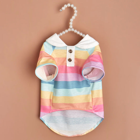 KFX-4448317 Colorful Striped Polo Shirt for Pets - Available in XS to XL Sizes