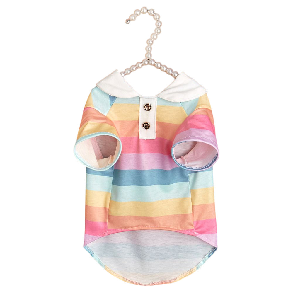 KFX-4448317 Colorful Striped Polo Shirt for Pets - Available in XS to XL Sizes