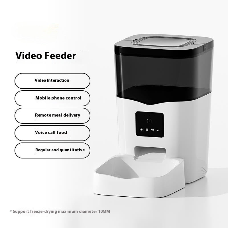 KFX-4449725 Automatic Cat Feeder with Video Interaction and Mobile App Control, 4L Stainless Steel Basin