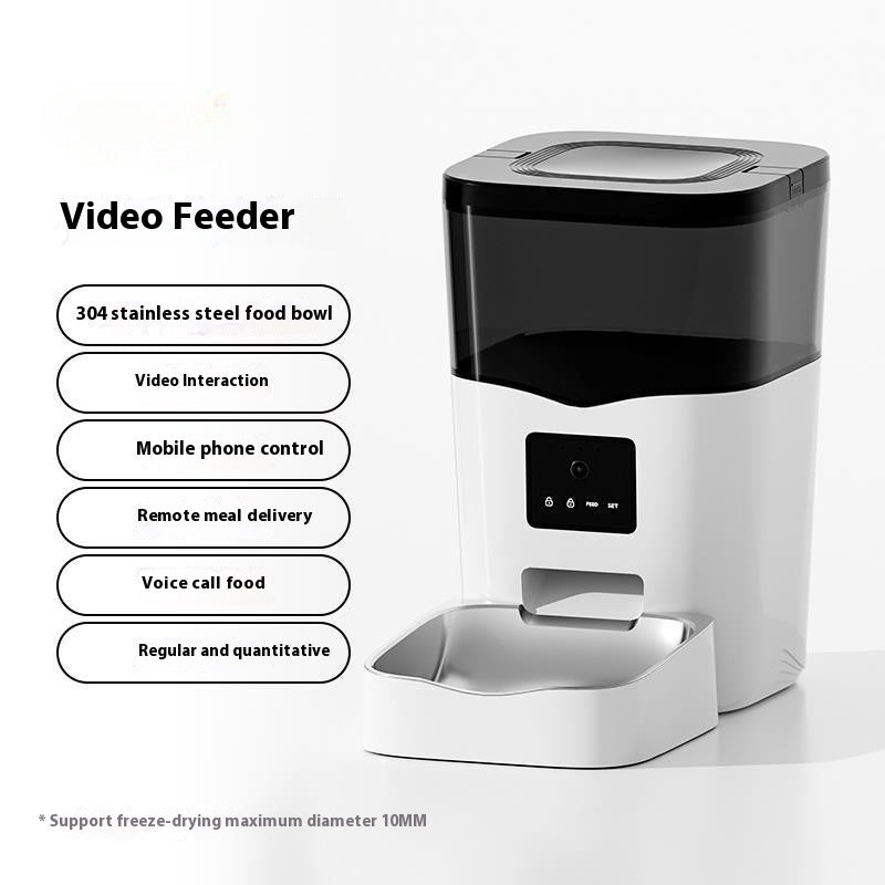 KFX-4449725 Automatic Cat Feeder with Video Interaction and Mobile App Control, 4L Stainless Steel Basin