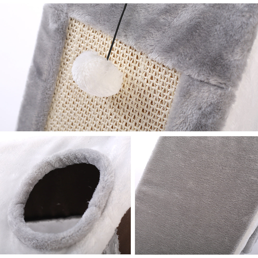 KFX-4449981 Triangle Cat Claw Sisal Toy - Available in Small and Large Sizes in Gray White or Light Brown Beige