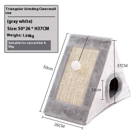 KFX-4449981 Triangle Cat Claw Sisal Toy - Available in Small and Large Sizes in Gray White or Light Brown Beige