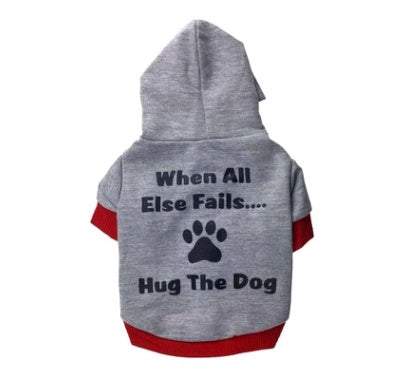 KFX-4450109 Casual Cotton Dog T-Shirt with Hat - Hug The Dog Design for Pet Fashion