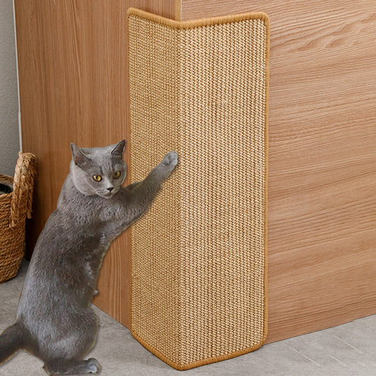 KFX-4451901 Corner Cat Scratch Board - Wear-Resistant Cloth Design in Ginger Yellow and Dark Gray, 18 x 60 CM