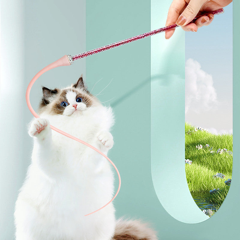 KFX-4452541 Replaceable Silicone Cat Teaser Stick - Eco-Friendly and Bite-Resistant Pet Toy