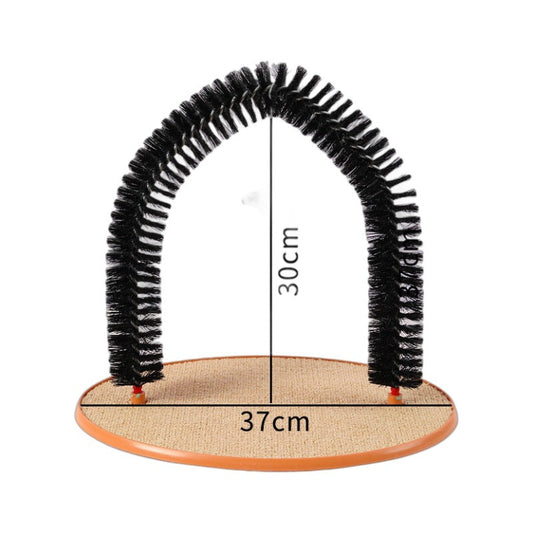 KFX-4453181 Cat Grooming and Scratching Device with Plush Mouse Toy - Arch-Shaped Brush for Itch Relief and Playtime