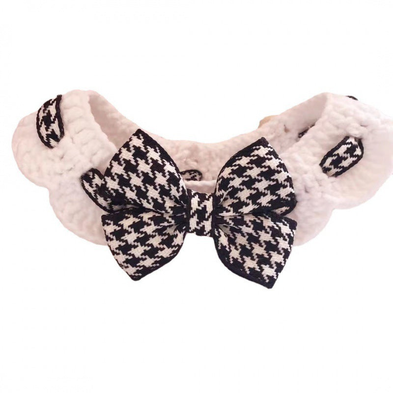 KFX-4453693 Knitted Wool Pet Collar - Red or Black, Adjustable Sizing for All Seasons