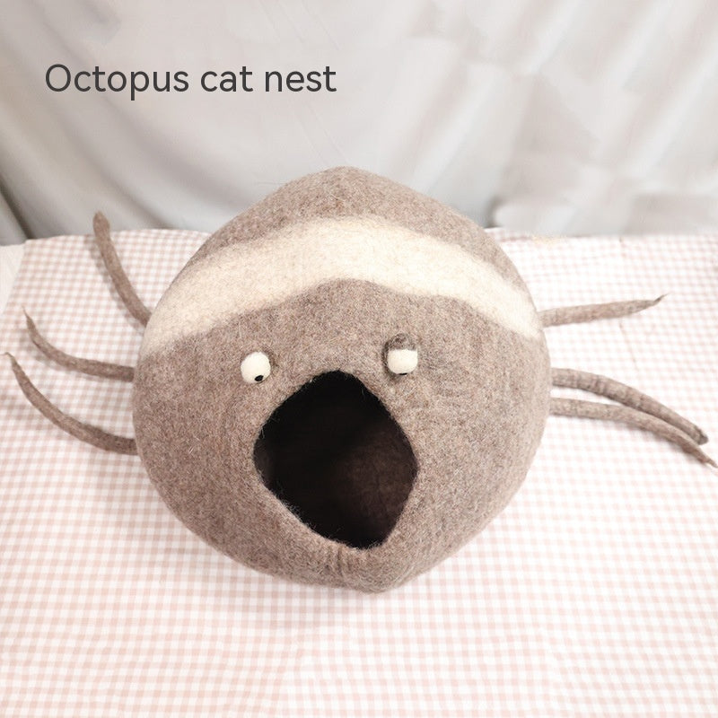 KFX-4455741 Wool Felt Cat House - Various Designs for Cozy Cat Napping