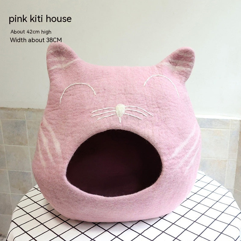 KFX-4455741 Wool Felt Cat House - Various Designs for Cozy Cat Napping