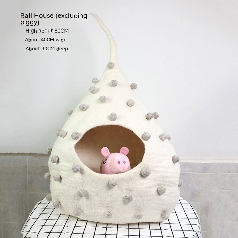 KFX-4455741 Wool Felt Cat House - Various Designs for Cozy Cat Napping