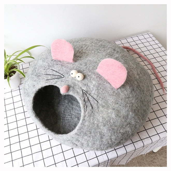 KFX-4455741 Wool Felt Cat House - Various Designs for Cozy Cat Napping