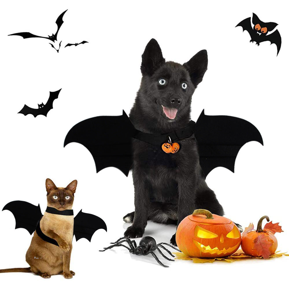 KFX-4455869 Bat Wings Dog Costume with Cat Print and Bell - Cloth Material, Sizes S to L