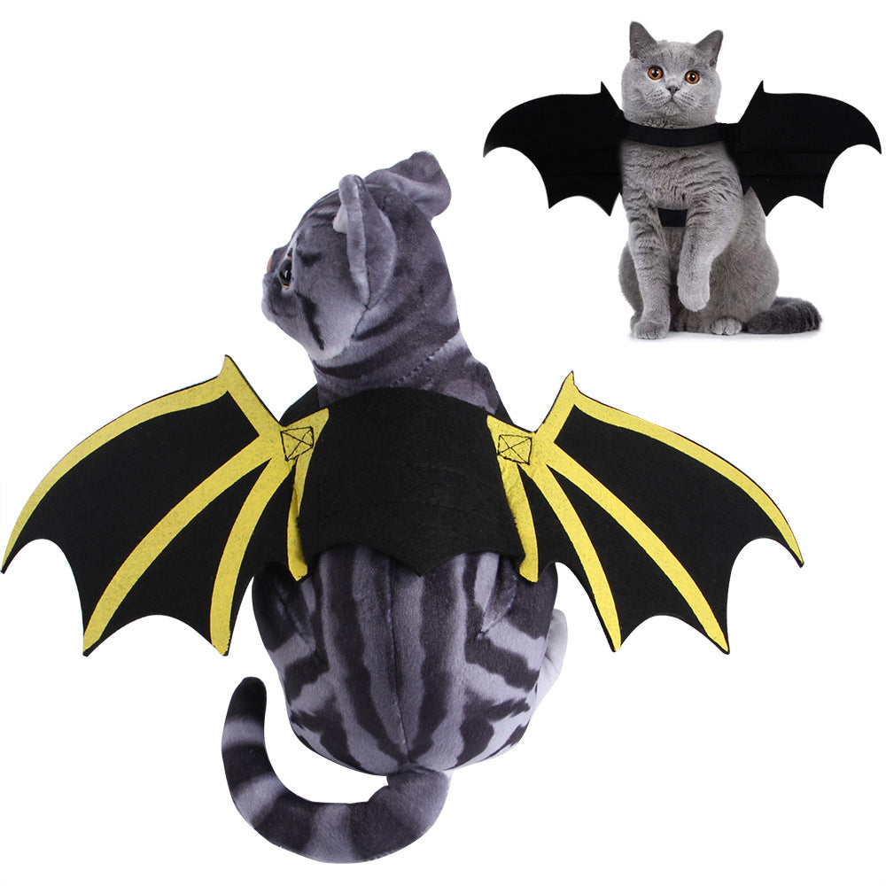 KFX-4455869 Bat Wings Dog Costume with Cat Print and Bell - Cloth Material, Sizes S to L
