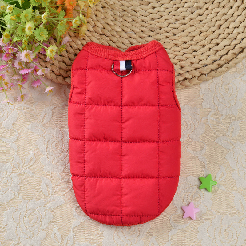KFX-4456125 Plaid Cotton Vest for Pets in Red, Blue, Beige, and Pink - Various Sizes Available