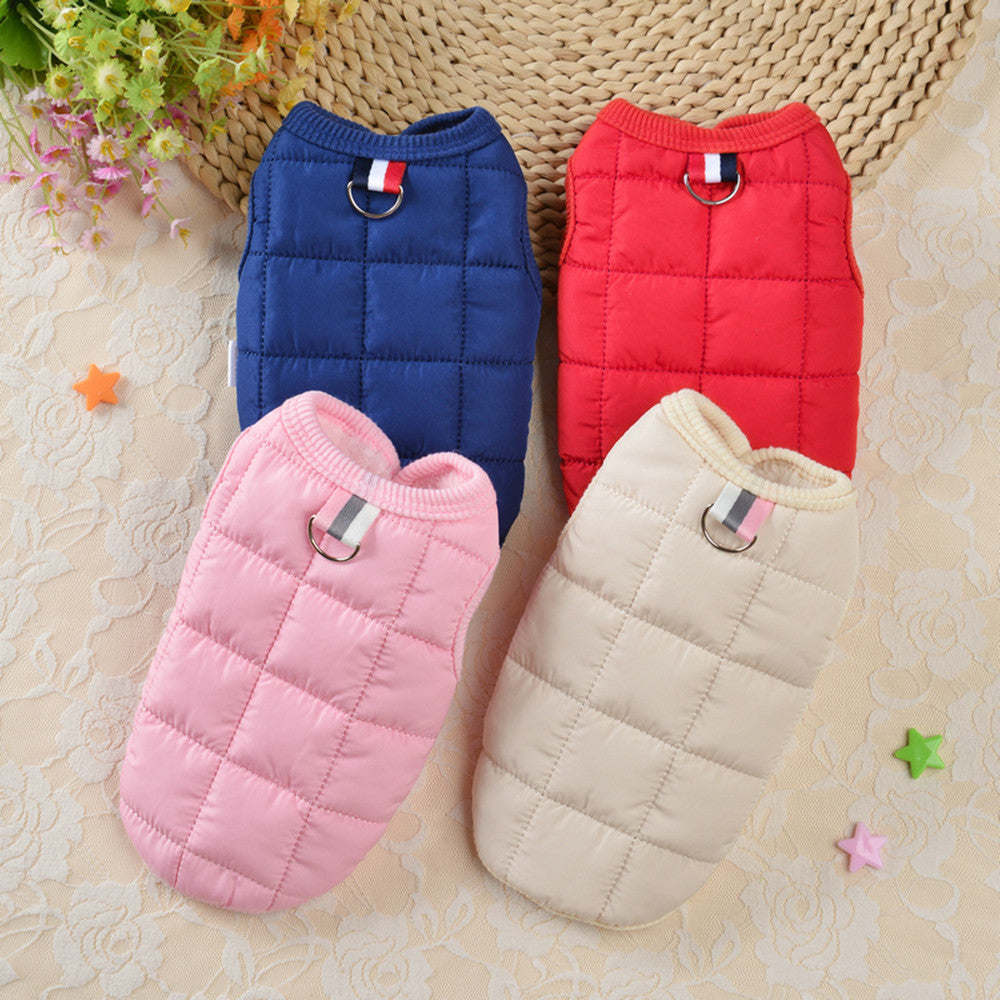 KFX-4456125 Plaid Cotton Vest for Pets in Red, Blue, Beige, and Pink - Various Sizes Available