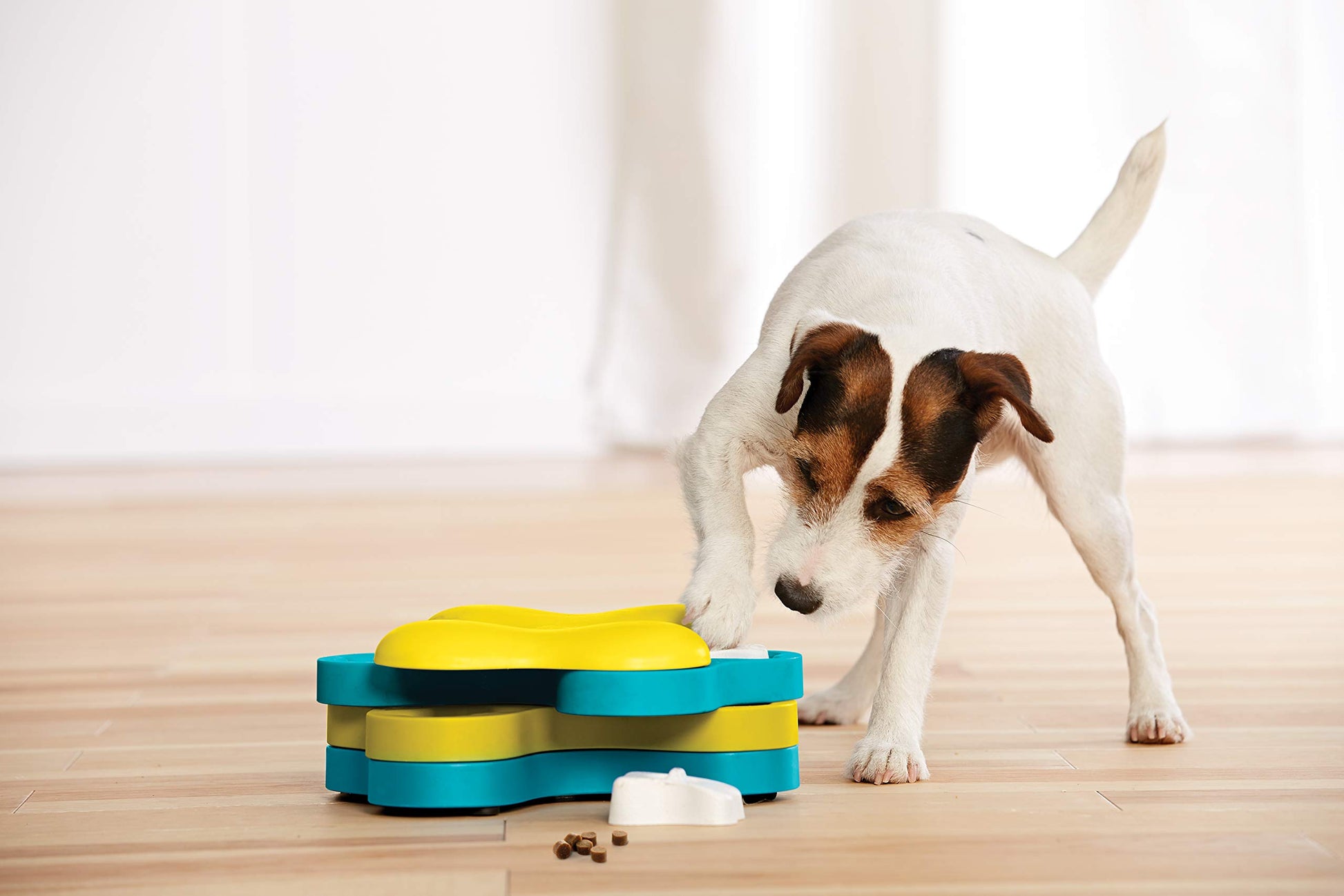 KFX-4456509 Educational Bone-shaped Food Leaker Pet Toy - Durable ABS Material in Orange, Yellow, and Blue