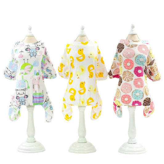 KFX-4456765 Cotton Pet Pajamas in Five Fun Colors for Comfortable Home Wear