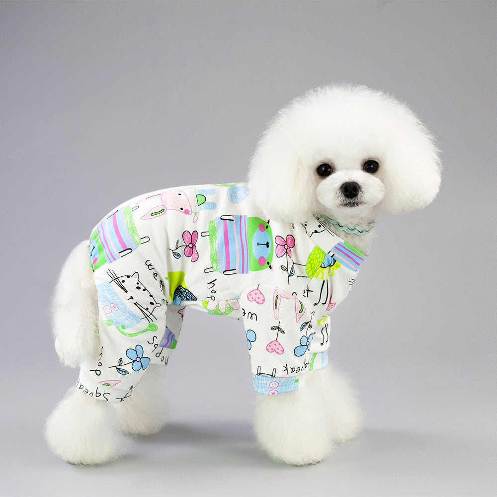 KFX-4456765 Cotton Pet Pajamas in Five Fun Colors for Comfortable Home Wear