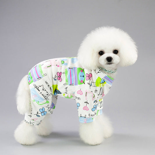 KFX-4456765 Cotton Pet Pajamas in Five Fun Colors for Comfortable Home Wear