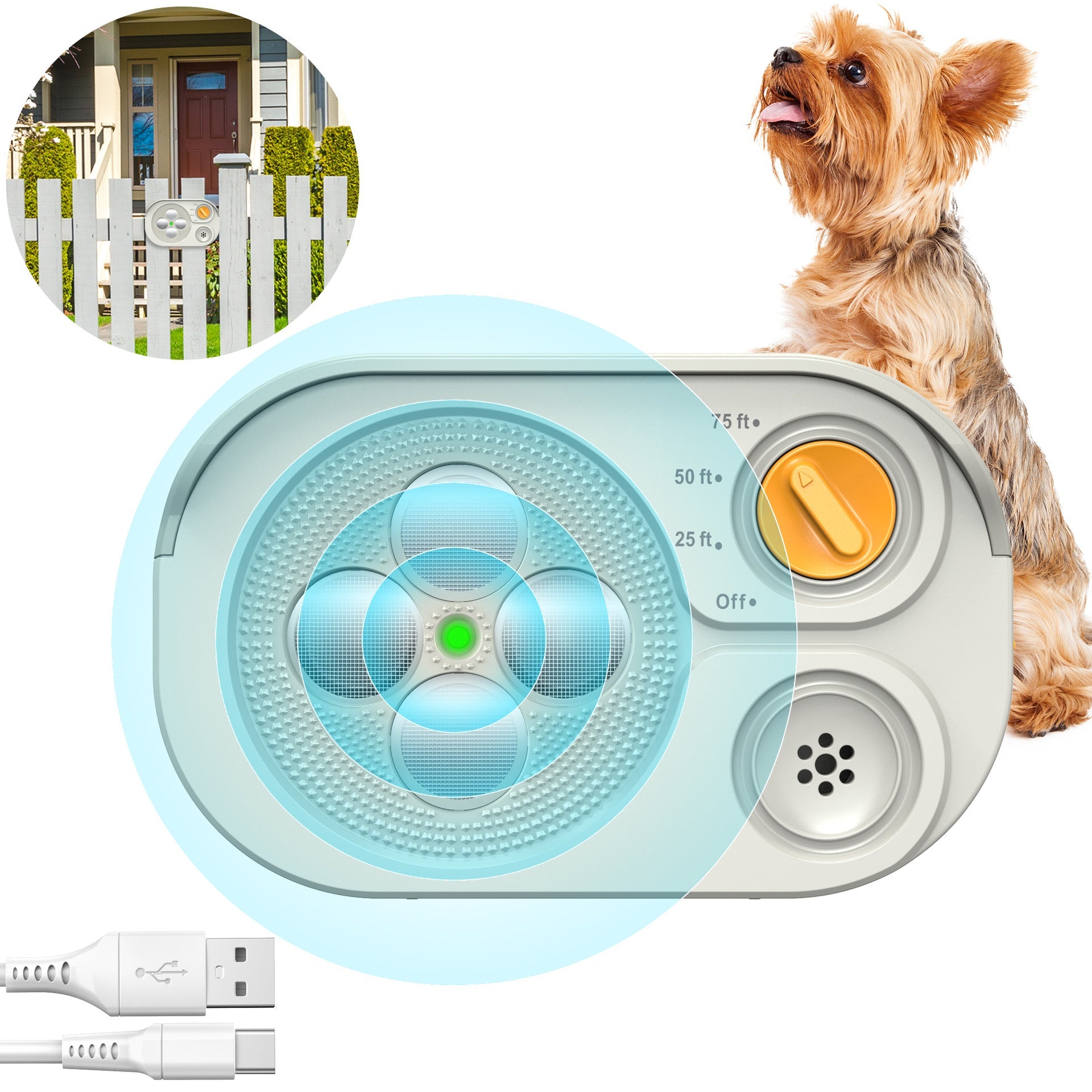 KFX-4457149 Ultrasonic Bark Control & Dog Training Device with Waterproof Design