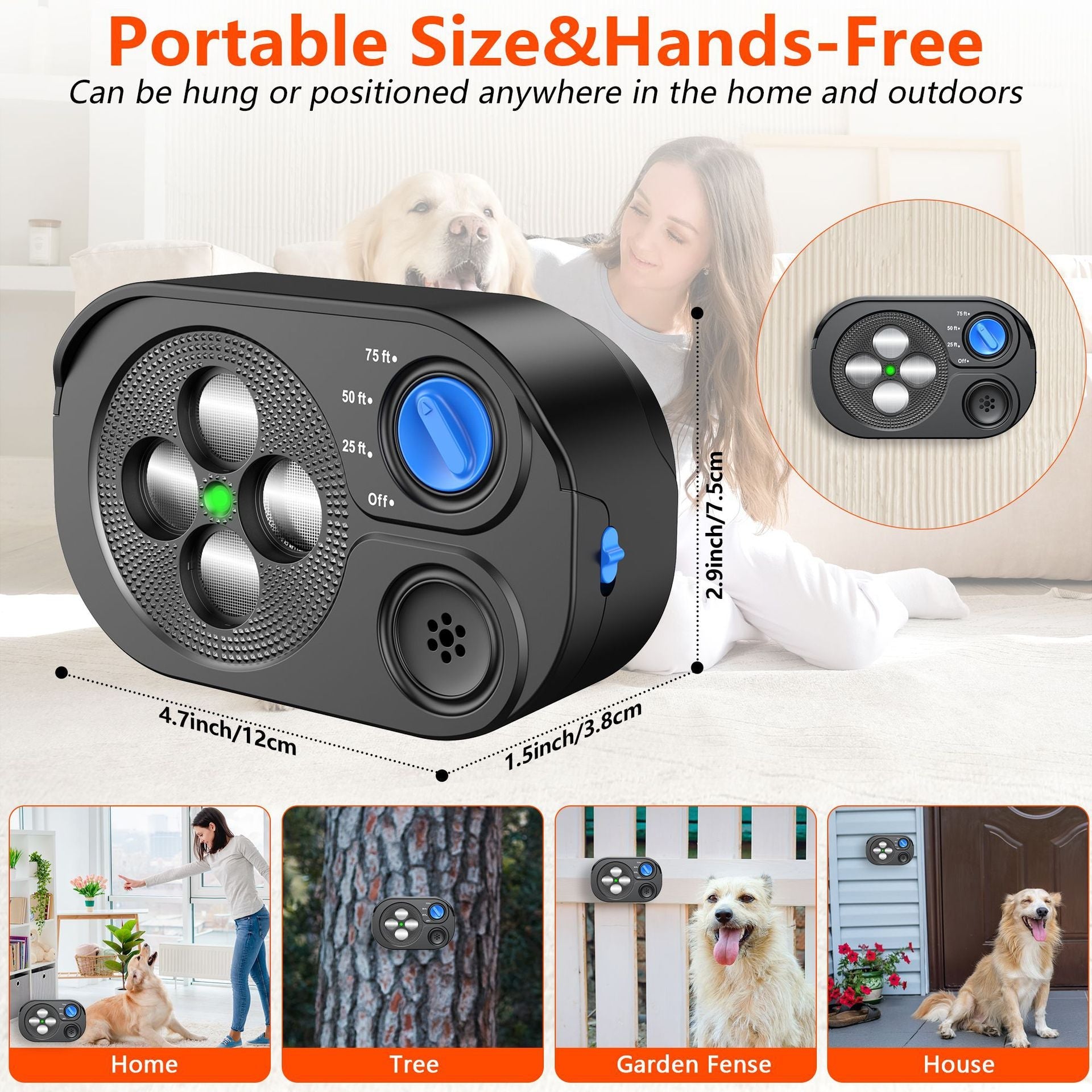 KFX-4457149 Ultrasonic Bark Control & Dog Training Device with Waterproof Design