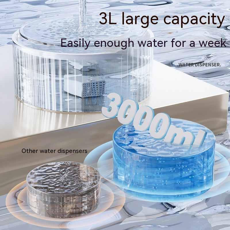 KFX-4457533 Pet Automatic Water Fountain 3L Mute Flow Water Dispenser for Cats - ABS Material
